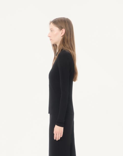 Valentino - Crepe Jersey Top - Black - Woman - Shirts And Tops