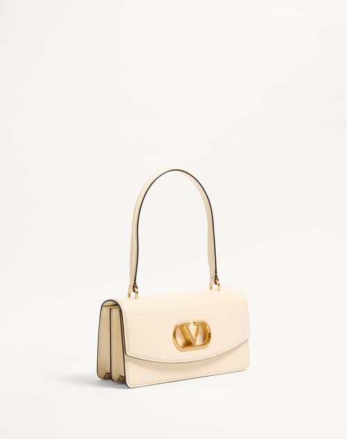 Valentino Garavani - Bolso Valentino Garavani Vain Con Manija En Cuero Brillante De Becerro - Manteca - Mujer - Shelf - W Bags - Vain