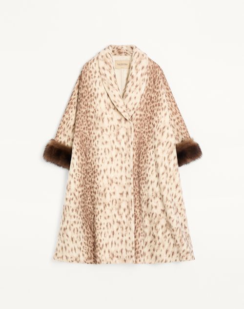 Valentino - ヴァレンティノ リンクス フォーヴ エクラ ウール X シアリング コート - ベージュ/ブラウン - ウィメンズ - コート & アウター