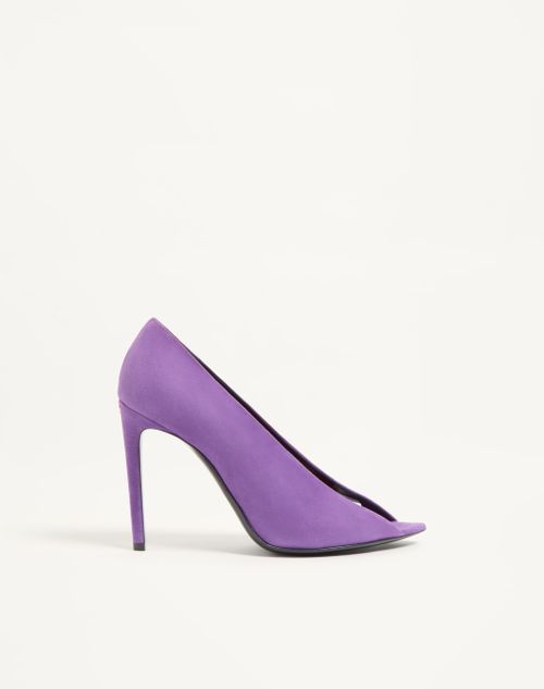 Valentino Garavani - Open Toe Révélé Suede Pumps 105mm - Purple - Woman - Pumps And Slingbacks