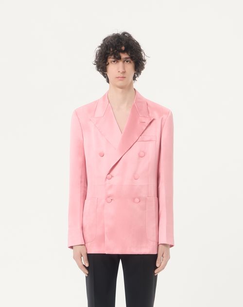 Valentino - Chaqueta Valentino De Seda Duchesse Reversible Con Frente Cruzado Y Pliegue Prensado - Rosa - Hombre - Abrigos Y Blazers