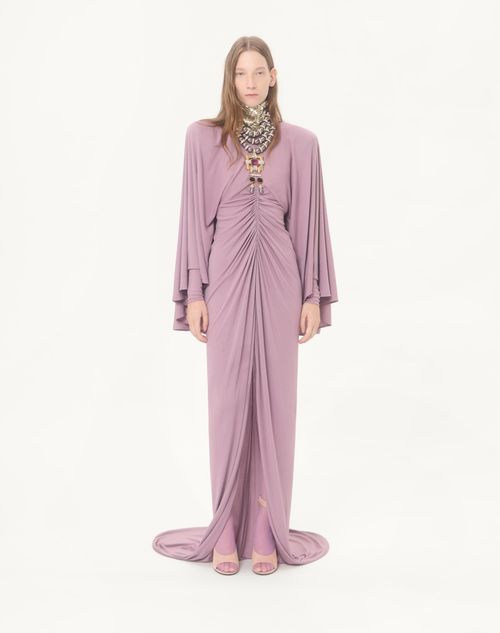 Valentino - Langes Kleid Aus Besticktem Jersey-crêpe - Lila - Frau - Abendkleider
