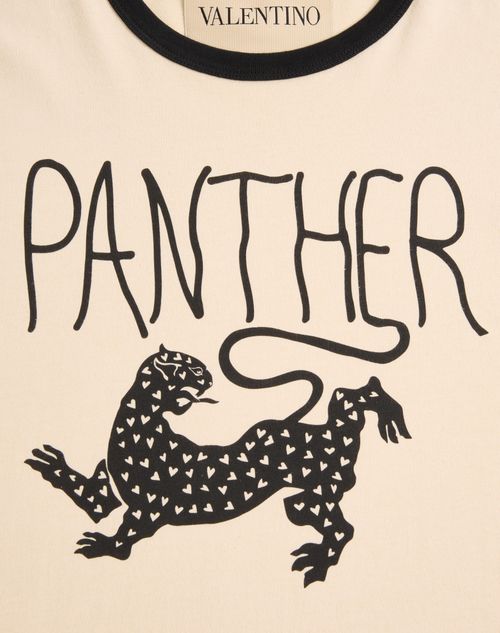 Valentino - Valentino Cotton T-shirt With Panther Print - Butter/black - Man - T-shirts And Sweatshirts