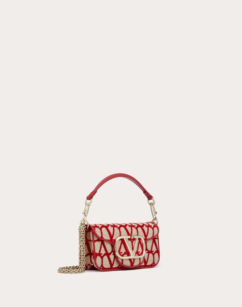 Small Locò Shoulder Bag With Toile Iconographe Embroidery for Woman in Red/silver