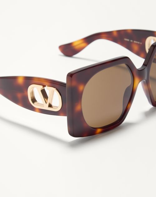 Valentino - Rectangular Acetate Eyewear - Havana/brown - Woman - Akony Eyewear - Accessories