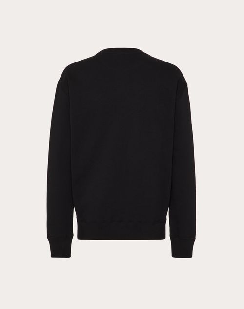 Valentino - Cotton Crewneck Sweatshirt With Vltn Print - Black - Man - Tshirts And Sweatshirts