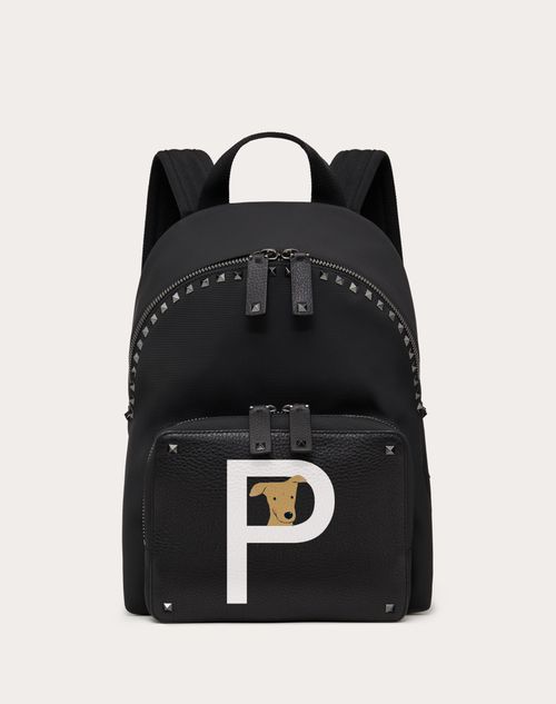 Valentino Garavani - Valentino Garavani Rockstud Pet Customizable Backpack - Black/white - Man - Rockstud Pet - Bags