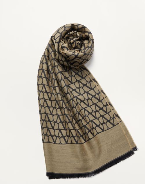 Valentino Garavani - Toile Iconographe Stole In Wool, Silk And Toile Iconographe Jacquard - Beige/black - Man - Soft Accessories
