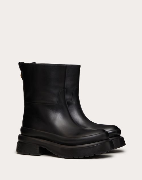 Valentino Garavani - Roman Stud Calfskin Ankle Boot 50 Mm - Black - Woman - Woman Shoes Sale