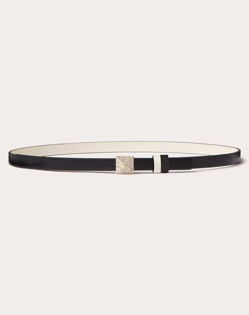 Valentino Garavani - One Stud Reversible Shiny Calfskin Belt 12mm - Light Ivory/black - Woman - Belts - Accessories