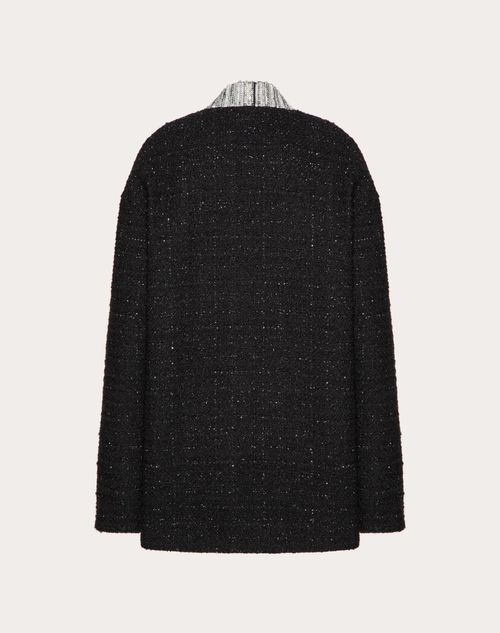 Valentino - Embroidered Glaze Tweed Coat - Black/silver - Woman - Jackets And Blazers