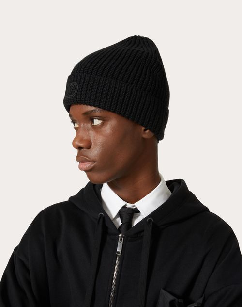 Bonnet Vlogo Signature En Laine pour Homme en Noir