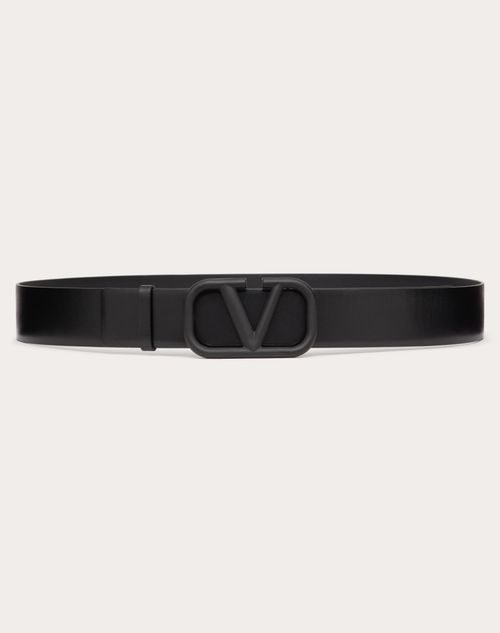 Valentino Garavani - Vlogo Signature Calfskin Belt - Black - Man - Belts - M Accessories
