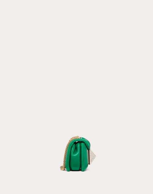 Micro One Stud Nappa And Crystal Stud Handbag for Woman in Green