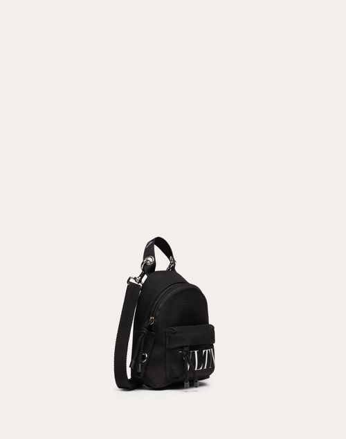 Valentino Garavani - Mini Vltn Backpack In Nylon - Black/white - Man - Backpacks