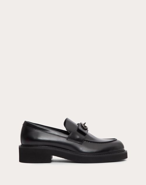 Valentino Garavani - Vlogo Locker Calfskin Loafers 40mm - Black - Woman - Loafers & Oxford