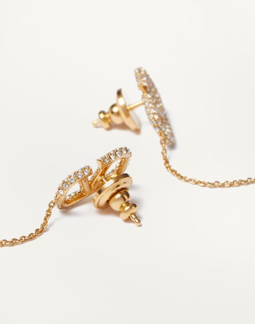 Valentino Garavani - Vロゴ シグネチャー メタル X スワロフスキー® クリスタル ピアス - ゴールド - ウィメンズ - ジュエリー
