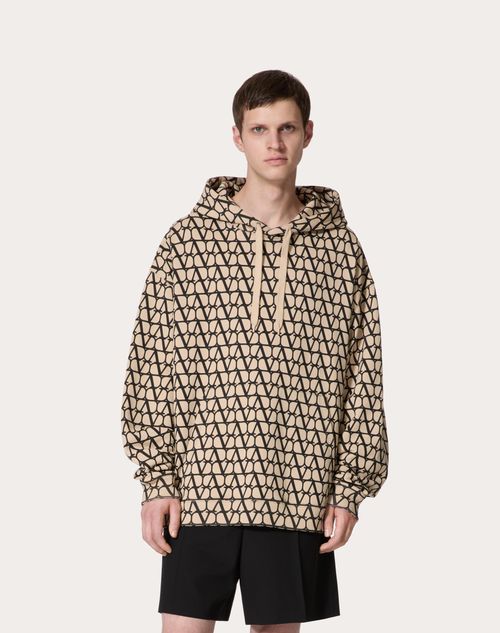 Cotton Hooded Sweatshirt With Toile Iconographe Print for Man in