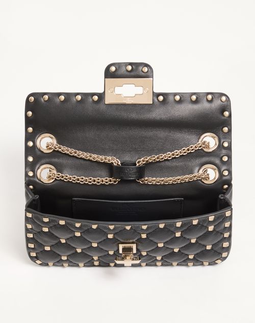 Valentino Garavani - Valentino Garavani Rockstud Spike Small Shoulder Bag In Kidskin - Black - Woman - Shoulder Bags