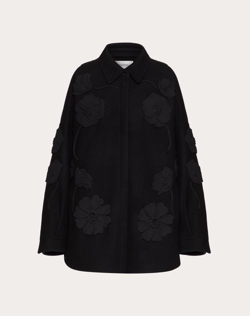 Valentino - Embroidered Compact Drap Overshirt - Black - Woman - Woman Ready To Wear Sale
