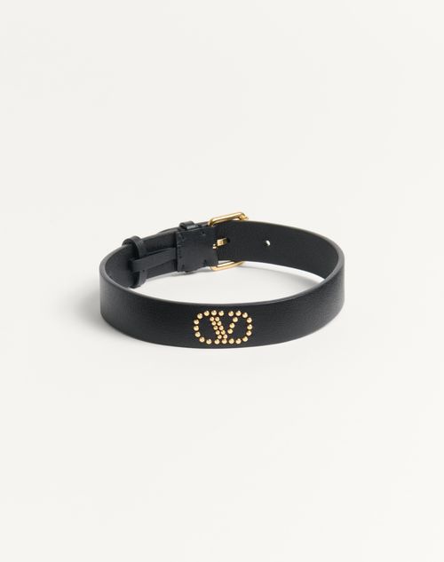 Valentino Garavani - Valentino Garavani Vlogo Signature Choker Aus Leder Und Metall - Schwarz - Frau - Schmuck & Uhren