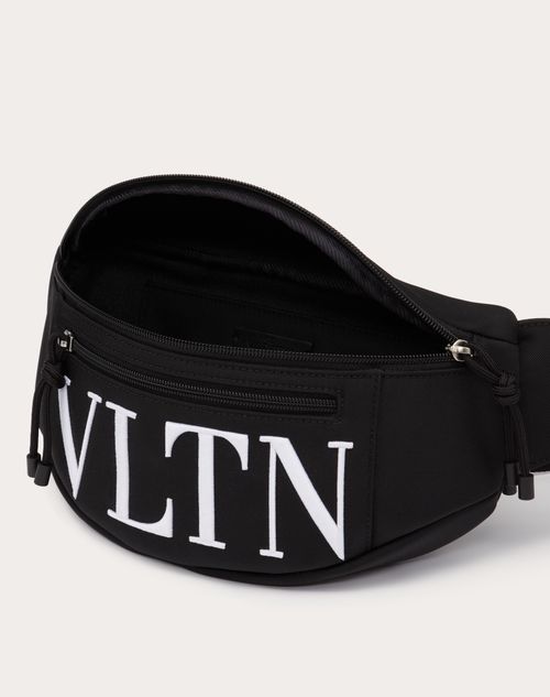 Vltn Nylon Belt Bag for Man in Black/white | Valentino US