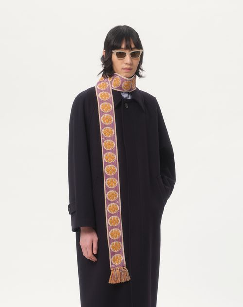 Valentino Garavani - BUFANDA DE ALGODÓN ANTIBES CON FLECOS - Marfil/violeta/ginger Orange/beis/blanco - Hombre - Accesorios Suaves
