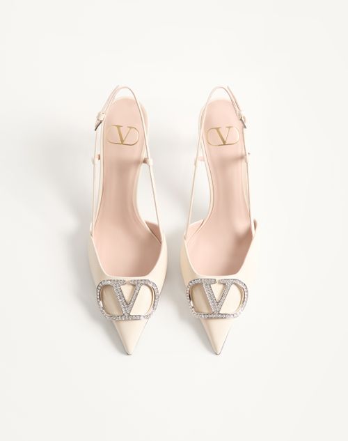 Valentino Garavani - Vlogo Signature Slingpumps Aus Kalbsleder, 80 Mm - Elfenbein - Frau - Pumps Und Slingbacks