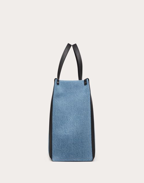 Valentino Garavani - Medium Vltn Denim Shopper - Denim/black - Man - Totes