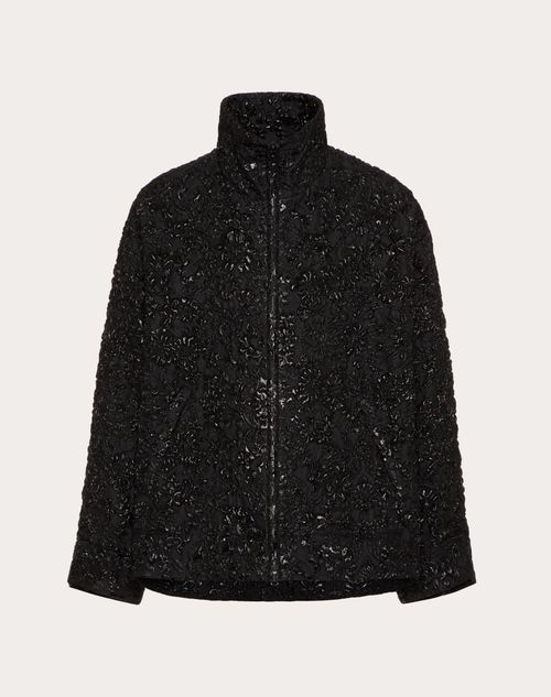 Valentino - Nylon Brocade Jacket With All-over Floral Lurex Jacquard - Black - Man - Outerwear