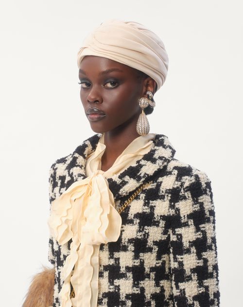 Valentino Garavani - Rigid Wool Turban - Latte/gold - Woman - Hats And Gloves