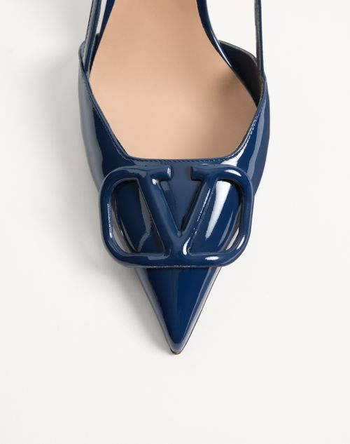 Valentino Garavani - Vlogo Signature Patent Slingback Pump 80mm - Blue - Woman - Pumps And Slingbacks