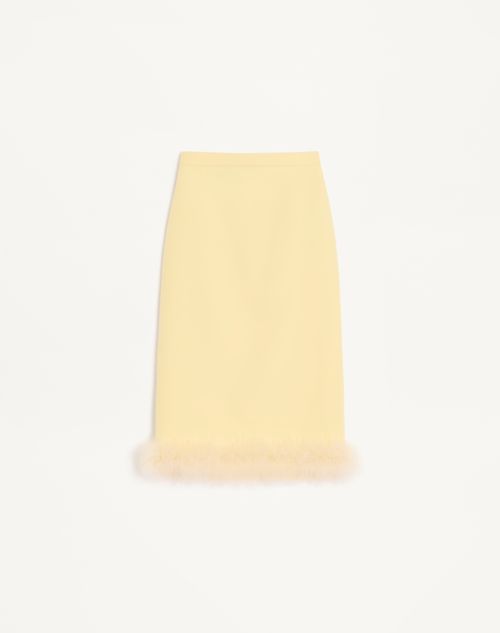 Valentino - Crepe Couture Midi Skirt With Feathers - Yellow - Woman - Skirts