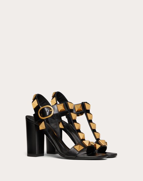 Valentino Garavani - Roman Stud Calfskin Sandal 90 Mm - Black - Woman - Roman Stud Sandals - Shoes