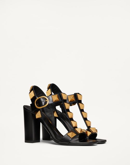 Valentino Garavani - Sandalias Roman Stud De Piel De Becerro Con Tacón De 90 mm - Negro - Mujer - Roman Stud Sandals - Shoes