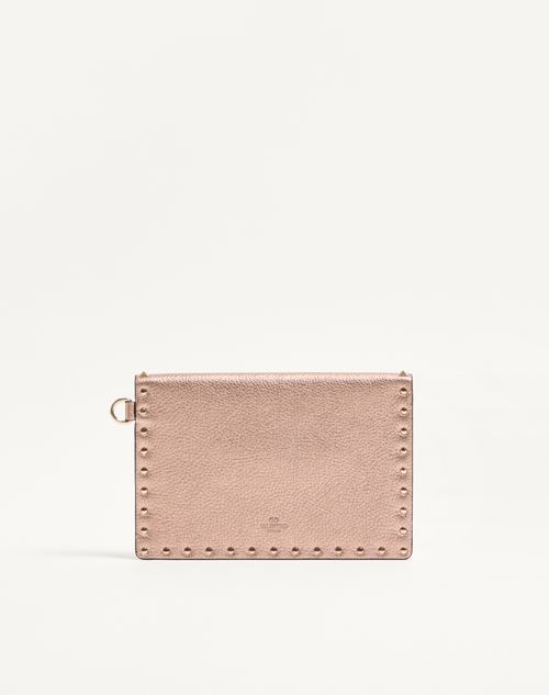 Valentino Garavani - Rockstud Laminated Grainy Calfskin Clutch Bag - Rose Cannelle - Woman - Clutches