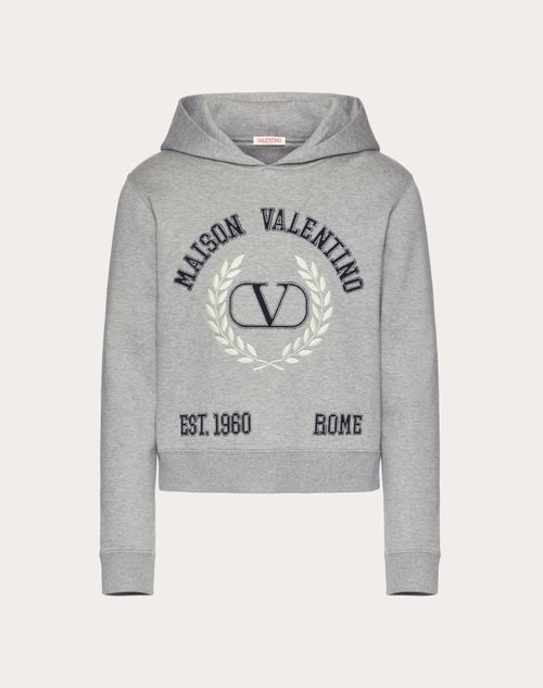 Valentino - メゾン ヴァレンティノエンブロイダリー コットン スウェットシャツ - グレー - 男性 - 新作アイテム