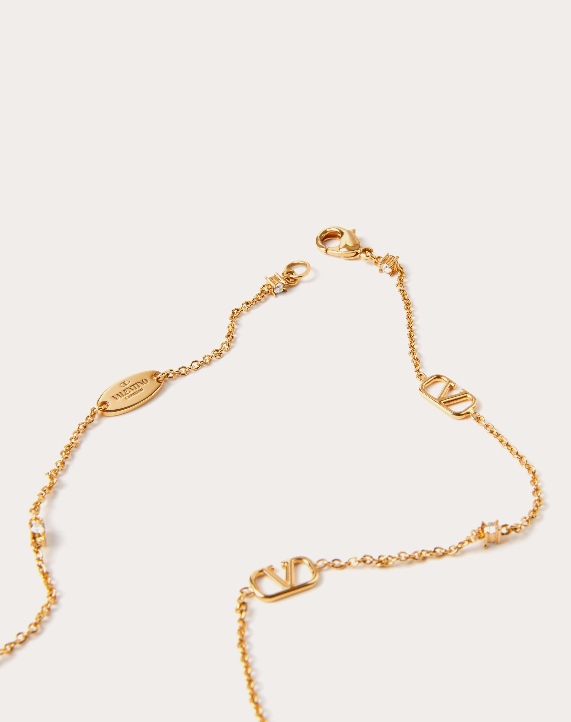 Mini Vlogo Signature Necklace In Metal And Swarovski