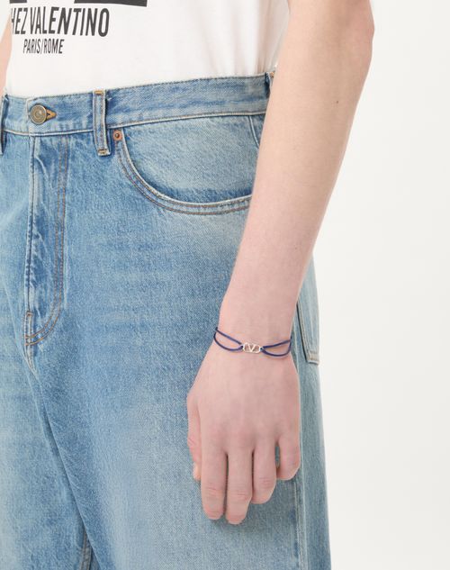 Valentino Garavani - Vlogo Signature Cotton Bracelet - Ultramarine - Man - Accessories