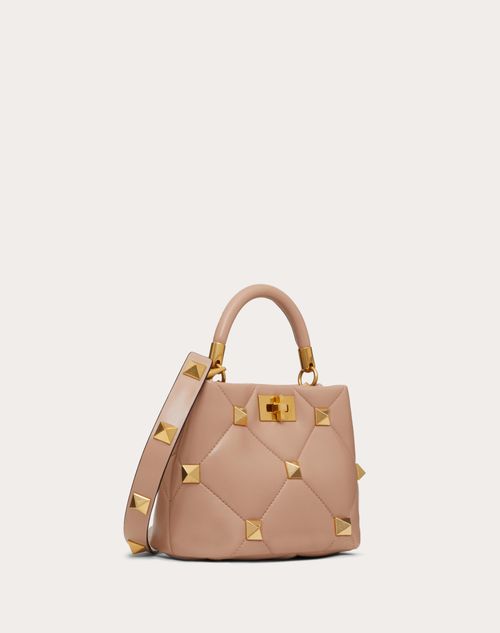 Valentino Garavani - Small Roman Stud The Handle Bag In Nappa - Rose Cannelle - Woman - Top Handle Bags