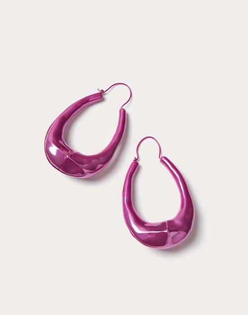 Valentino Garavani - Liquid Stud Metal Earrings - Pink Pp - Woman - Jewellery