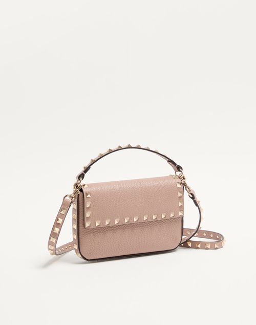 Valentino Garavani - Rockstud Grainy Calfskin Pouch - Poudre - Woman - Clutches