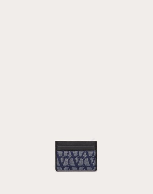 Valentino Garavani - Portacarte Toile Iconographe In Tessuto Jacquard Effetto Denim Con Dettagli In Pelle - Denim/nero - Uomo - Wallets & Cardcases - M Accessories