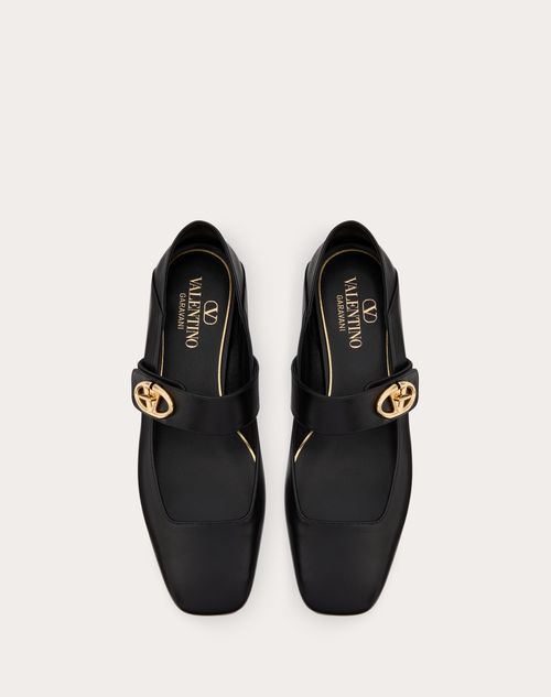 Valentino Garavani - Ballerine Vlogo Mary-jane Locker En Cuir De Veau - Noir - Femme - Ballerines