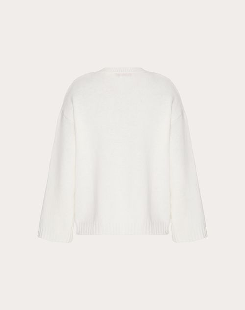 Valentino - Embroidered Wool Sweater - Ivory/silver - Woman - Knitwear