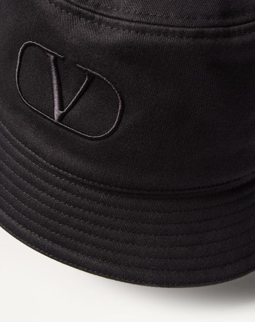 Valentino Garavani - Vlogo Signature Cotton Bucket Hat - Black - Man - Hats And Gloves