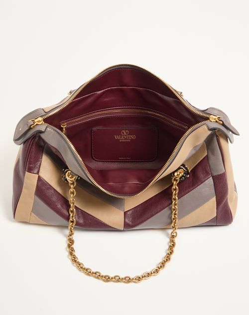 Valentino Garavani - Sac Moyen Porté Épaule Valentino Garavani Panthea En Cuir Nappa À Motif Chevrons - Multicolor - Femme - Sacs Porté Épaule