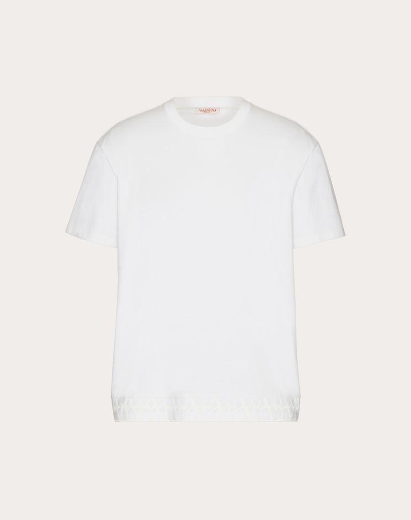 Valentino Handbags T-shirt In Cotone Con Dettaglio Toile Iconographe per Uomo in Bianco | Valentino IT