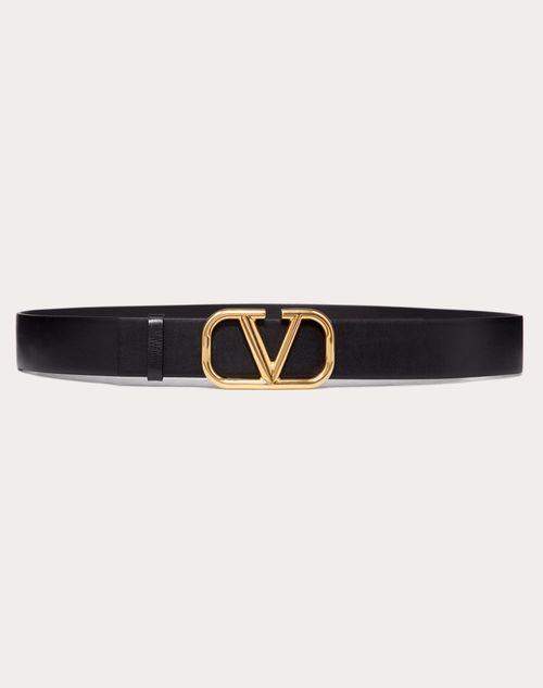 Valentino Garavani - Vlogo Signature Calfskin Belt 40 Mm - Black - Man - Belts - M Accessories