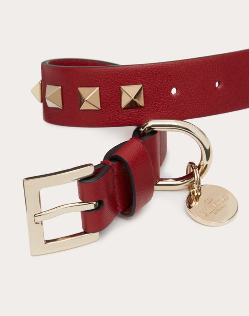 Valentino Garavani - Valentino Garavani Rockstud Pet Collar 20 Mm - Rosso Valentino - Woman - Pet Accessories